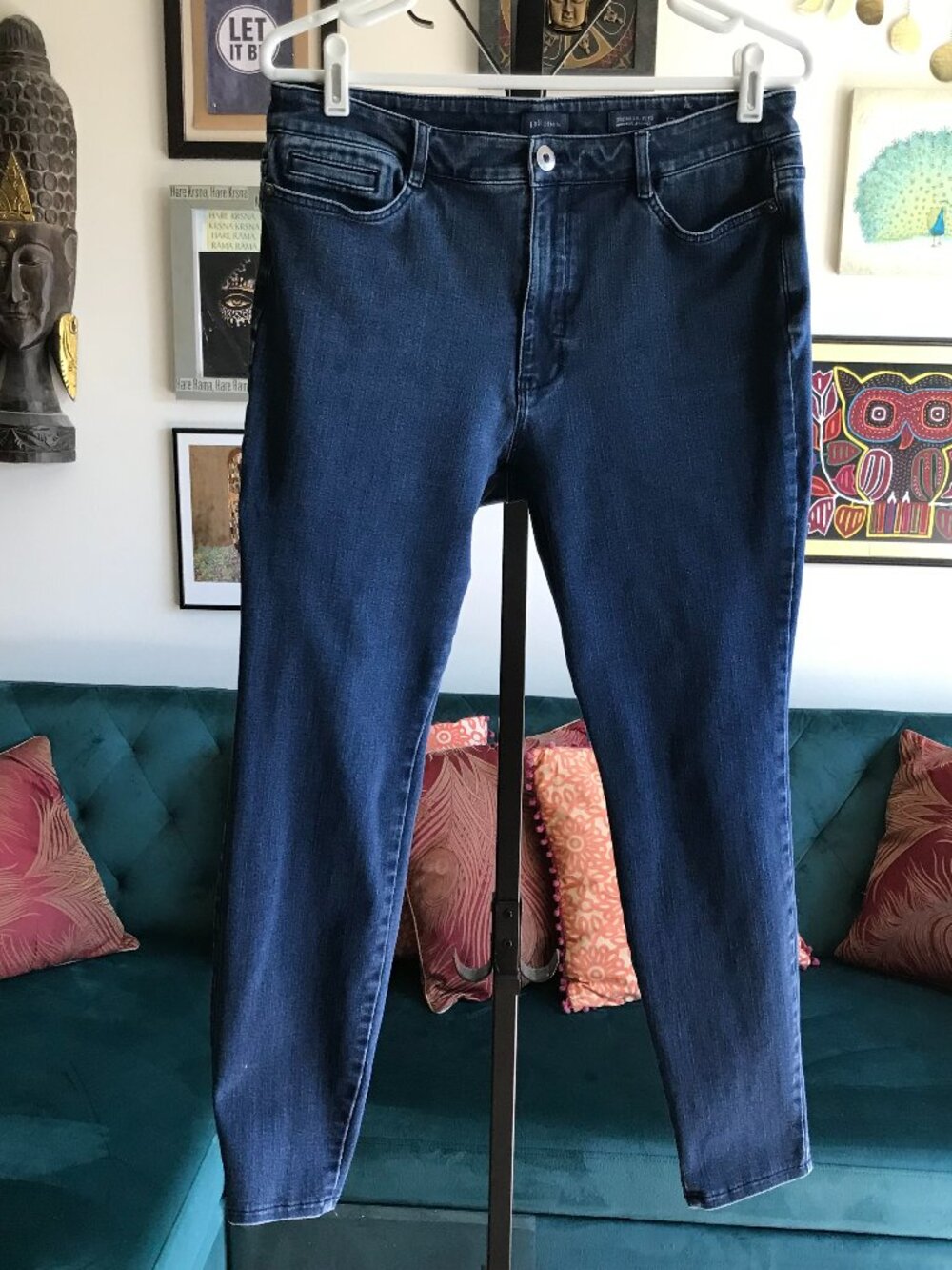 J JILL Denim size 12 Stretch Blue Premium Flex High Rise Leggings Jeans